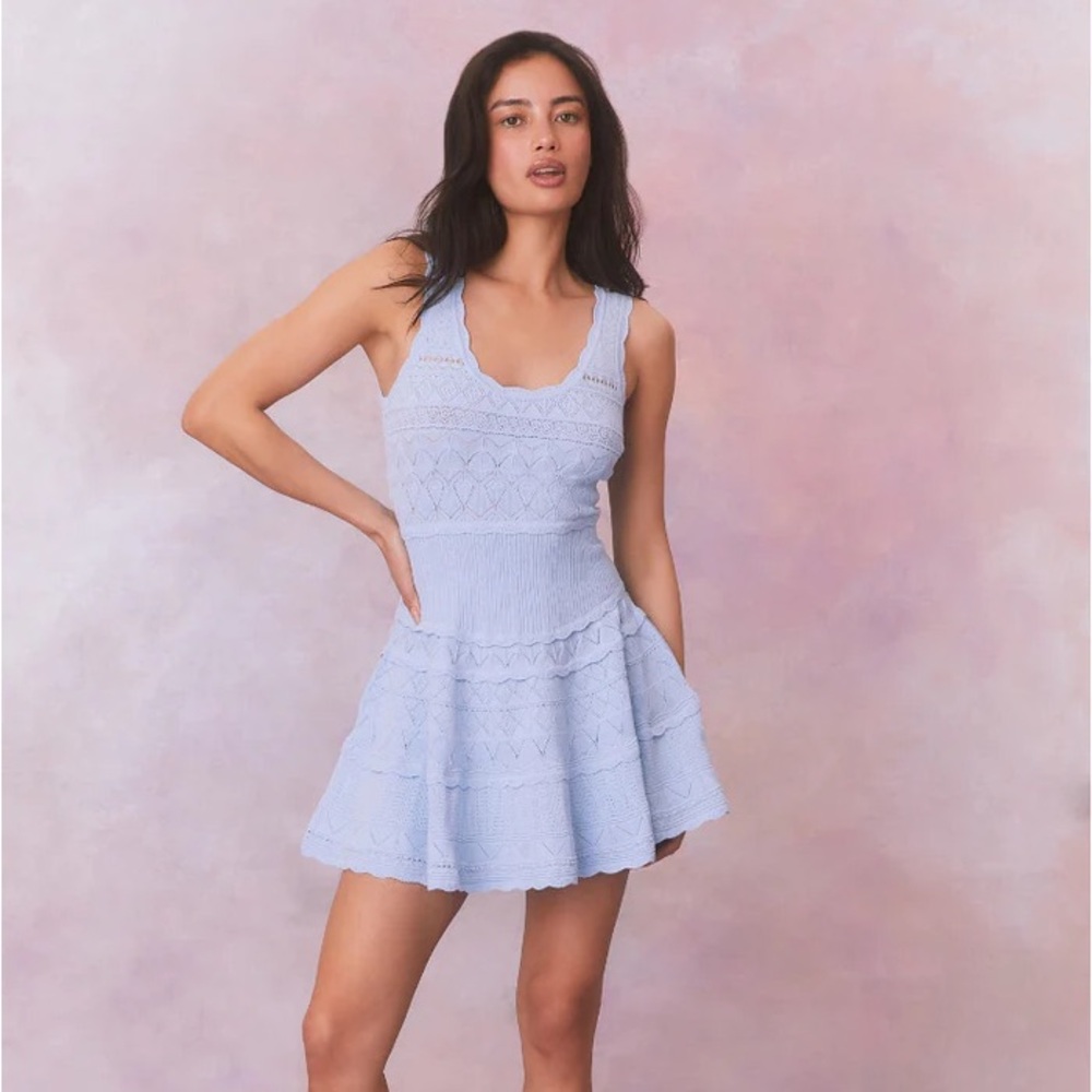 LoveShackFancy Ronelle Pointelle Scallop Mini Dress